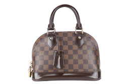 LOUIS VUITTON N40606 ALMA BB DAMIER EBENE CANVAS G0LD HARDWARE (INITIALS: FZ) WITH LONG STRAPS NO DUST COVER