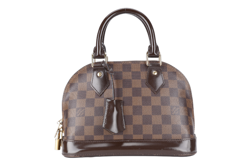 LOUIS VUITTON N40606 ALMA BB DAMIER EBENE CANVAS G0LD HARDWARE (INITIALS: FZ) WITH LONG STRAPS NO DUST COVER