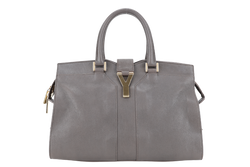 YVES SAINT LAURENT (YSL) CABAS Y LIGNE DARK GREY LEATHER GOLD HARDWARE WITH DUST COVER AND STRAPS