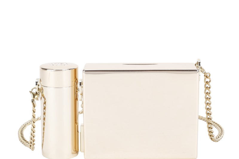 CHRISTIAN DIOR HOLIDAY LIMITED EDITION GOLD METAL MAKE UP CLUTCH CROSSBODY BAG GOLD HARDWARE WITH DUST COVER