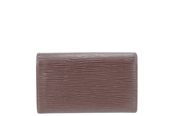 LOUIS VUITTON WALLET BROWN EPI LEATHER SILVER HARDWARE NO DUST COVER