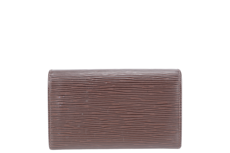 LOUIS VUITTON WALLET BROWN EPI LEATHER SILVER HARDWARE NO DUST COVER