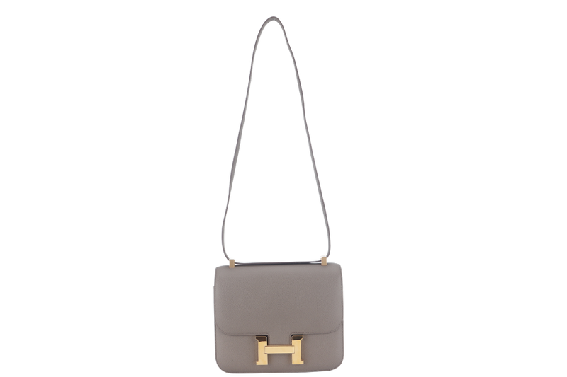 HERMES CONSTANCE 24 GRIS ETAIN EPSOM LEATHER GOLD HARDWARE STAMP D (YEAR 2019) WITH DUST COVER