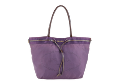 PRADA TESSUTO LOGO TOTE (BS6400) PURPLE NYLON JACQUARD GOLD HARDWARE NO DUST COVER