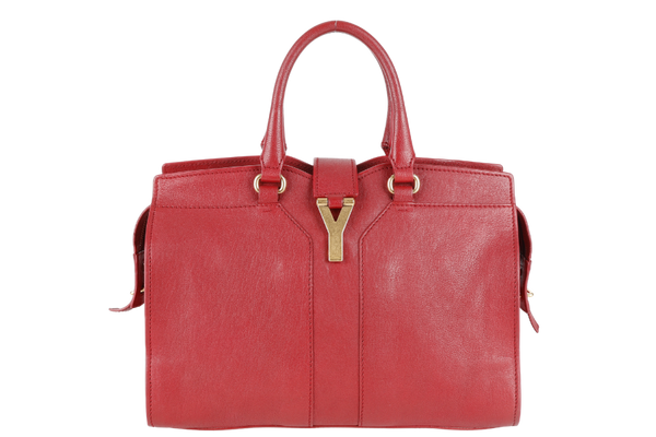 YVES SAINT LAURENT (YSL) CABAS CHYC BURGUNDY CALF LEATHER GOLD HARDWARE WITH LONG STRAPS NO DUST COVER
