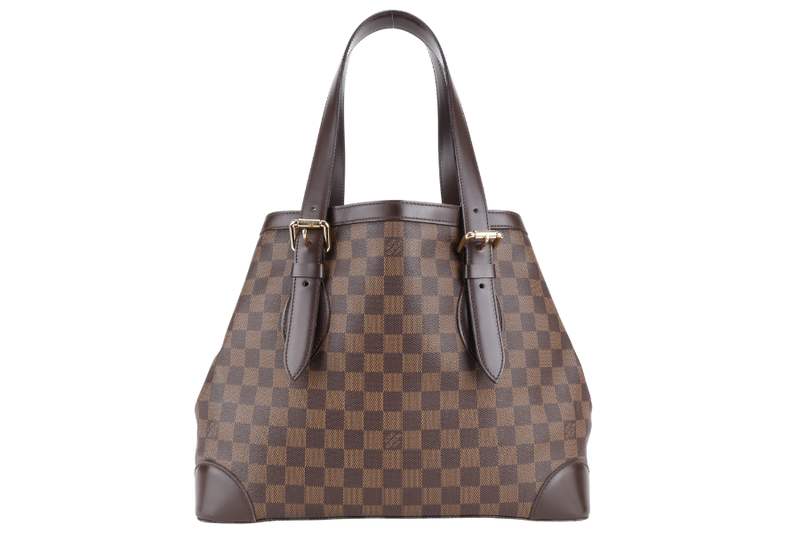 LOUIS VUITTON HAMPSTEAD MM SHOULDER BAG DAMIER EBENE CANVAS GOLD HARDWARE WITH DUST COVER