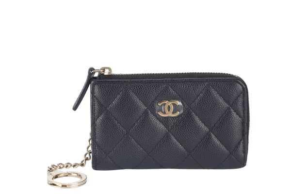 CHANEL L SHAPE ZIPPY CARD HOLDER (2836xxxx) BLACK CAVIAR LGHW NO CARD WITH BOX