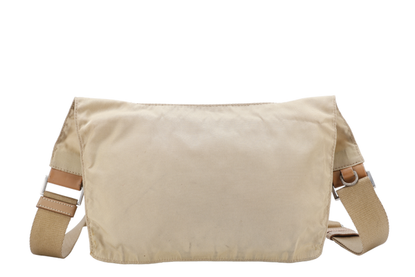 PRADA SHOULDER BAG BEIGE NYLON SILVER HARDWARE NO DUST COVER