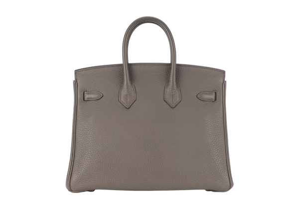 HERMES BIRKIN 25 ETAINE TOGO LEATHER RGHW STAMP Z (2021) WITH KEYS&LOCK, RAINCOAT AND DUST COVER