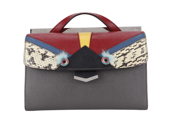 FENDI MINI MONSTER DEMI JOUR BAG GREY, RED, YELLOW BLUE COLOR WITH DUST COVER