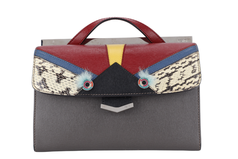 FENDI MINI MONSTER DEMI JOUR BAG GREY, RED, YELLOW BLUE COLOR WITH DUST COVER