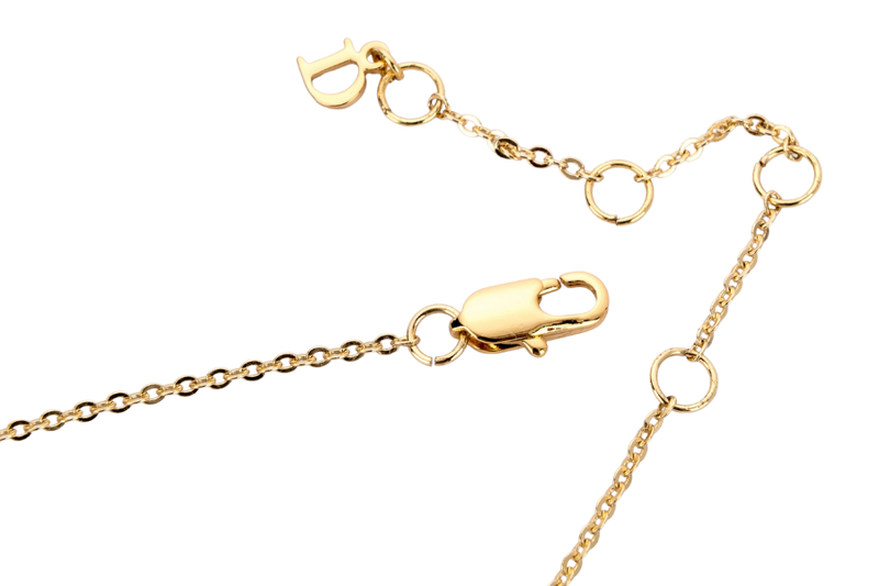 Christian Dior Gold Necklace D.I.O.R Dangling Pendant