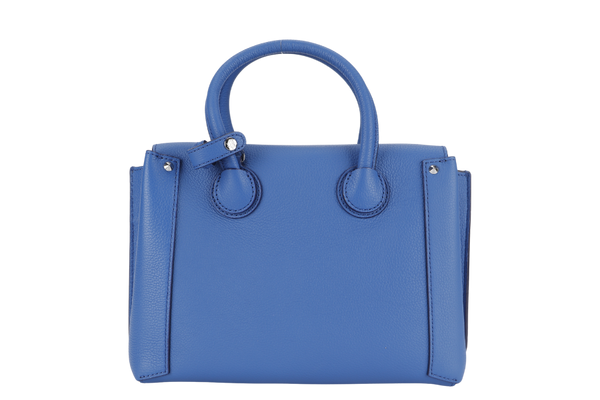 MCM NEO MILLA TOTE PARK AVE MEDIUM BLUE LEATHER SILVER HARDWARE WITH STRAPS AND DUST COVER