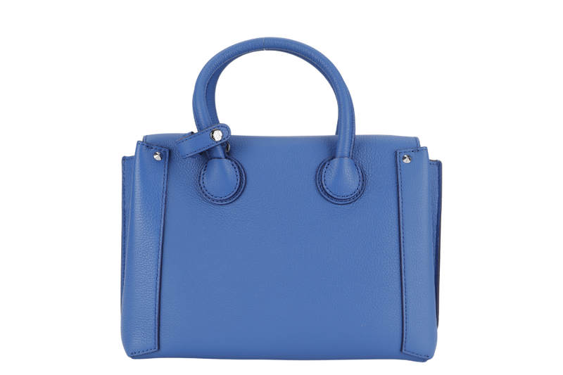 MCM NEO MILLA TOTE PARK AVE MEDIUM BLUE LEATHER SILVER HARDWARE WITH STRAPS AND DUST COVER