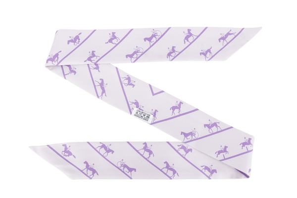 Hermes Silk Twilly Light Purple Horse