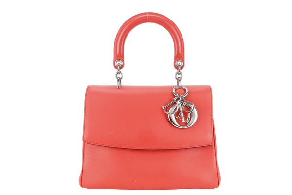 CHRISTIAN DIOR BE DIOR BI-COLOR ORANG, PINK SMOOTH LEATHER SILVER HARDWARE WITH STRAPS, CARD, DUST COVER AND BOX