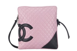 CHANEL CAMBON SHOULDER BAG (910xxxx) PINK CALF LEATHER SILVER HARDWARE WITH CARD