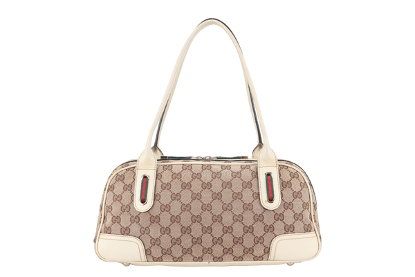 GUCCI GG PRINCY HANDBAG WHITE CANVAS GOLD HARDWARE NO DUST COVER