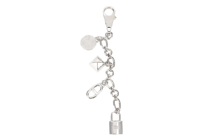 HERMES BRELOQUE OLGA BAG CHARM PALLADIUM WITH BOX