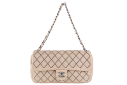 CHANEL CLASSIC FLAP CHAIN QUILTED (955xxxx) SMALL BROWN CALF LEATHER SILVER HARDWARE WITH DUST COVER
