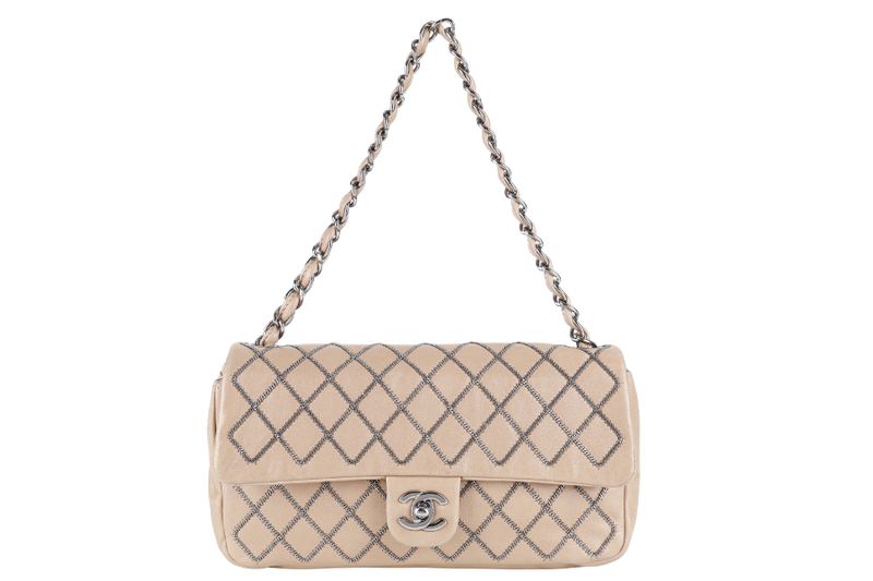 CHANEL CLASSIC FLAP CHAIN QUILTED (955xxxx) SMALL BROWN CALF LEATHER SILVER HARDWARE WITH DUST COVER