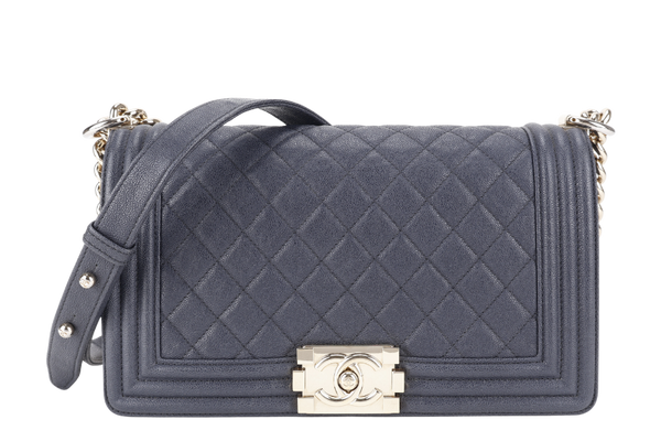 CHANEL LEBOY MEDIUM NAVY BLUE CAVIAR GOLD HARDWARE (3121xxxx) WITH CARD AND DUST COVER