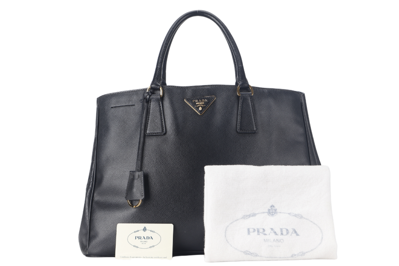 PRADA SAFFIANO LUX BLACK LEATHER (BN2274) GOLD HARDWARE WITH STRAPS, CARD AND DUST COVER