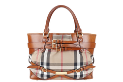 BURBERRY LYNHER CHECK BRIDLE LEATHER TOTE WITH DUST COVER