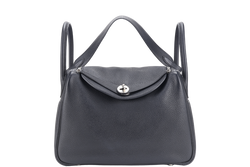 HERMES LINDY 30 BLACK CLEMENCE LEATHER PALLADIUM HARDWARE [STAMP X ( YEAR 2016)] WITH DUST COVER