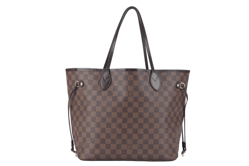 LOUIS VUITTON NEVERFULL MM DAMIER EBENE CANVAS GOLD HARDWARE WITH DUST COVER