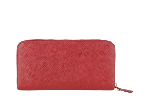 PRADA CONTINENTAL ZIPPY WALLET RED SAFFIANO NO DUST COVER