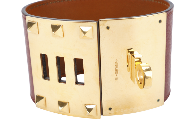 HERMES KELLY DOG BRACELET ROUGH H SWIFT LEATHER WITH GOLD HARDWARE STAMP T (YEAR 2015)