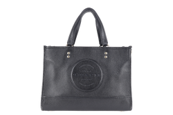 COACH DEMPSEY TOTE BAG 22 WITH COACH PATCH BLACK REFINED PEBBLE LEATHER GOLD HARDWARE WITH STRAPS AND DUST COVER