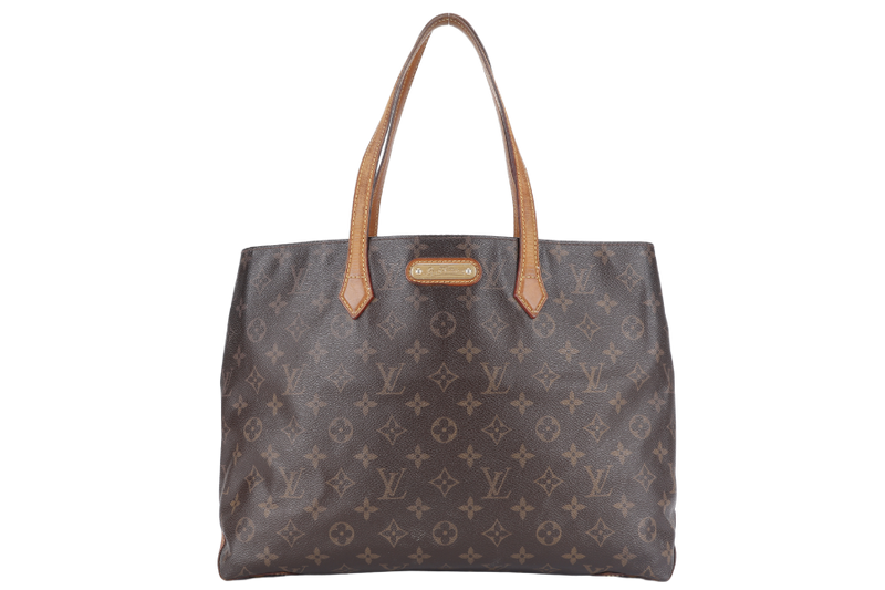 LOUIS VUITTON M45644 WILSHIRE TOTE BAG MM BROWN MONOGRAM CANVAS GOLD HARDWARE NO DUST COVER