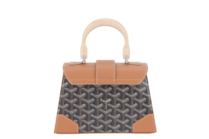 GOYARD SAIGON STRUCTURE MINI BAG BLACK AND TAN COLOR WITH DUST COVER AND BOX