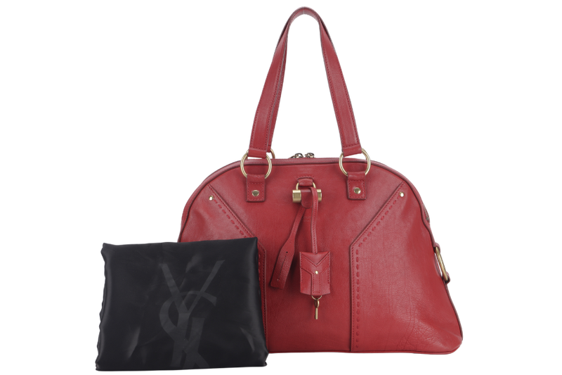 YVES SAINT LAURENT (YSL) MUSE BAG(156464 213317) LARGE RED LEATHER GOLD HARDWARE WITH DUST COVER, LOCK & KEYS