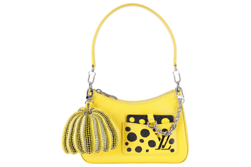 LOUIS VUITTON M21702 LV x YAYOI KUSAMA MARERINI YELLOW EPI LEATHER WITH STRAPS, MIRROR AND DUST COVER