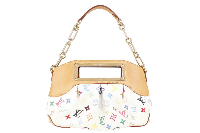 LOUIS VUITTON JUDY MM BAG WHITE MULTICOLOR MONOGRAM CANVAS GOLD HARDWARE WITH DUST COVER