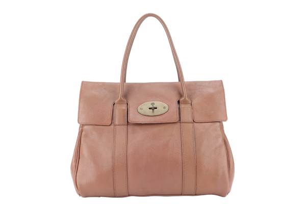 MULBERRY BAYSWATER TOTE BAG BROWN LEATHER GOLD HARDWARE WITH DUST COVER