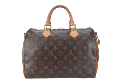 LOUIS VUITTON SPEEDY BANDOULIERE 30 MONOGRAM CANVAS LEATHER GOLD HARDWARE WITH STRAPS, LOCK, DUST COVER AND BOX