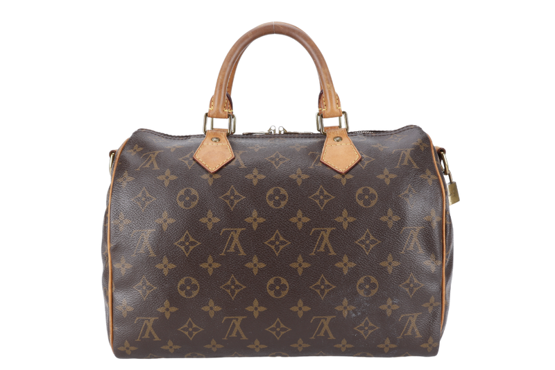 LOUIS VUITTON SPEEDY BANDOULIERE 30 MONOGRAM CANVAS LEATHER GOLD HARDWARE WITH STRAPS, LOCK, DUST COVER AND BOX