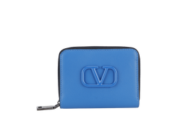 VALENTINO GARAVANI BLUE LEATHER V LOGO CAMERA CROSSBODY BAG RUTHENIUM HARDWARE WITH STRAPS, DUST COVER AND BOX