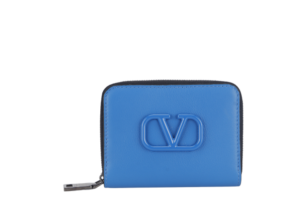 VALENTINO GARAVANI BLUE LEATHER V LOGO CAMERA CROSSBODY BAG RUTHENIUM HARDWARE WITH STRAPS, DUST COVER AND BOX