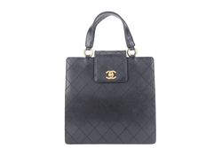 CHANEL TOP HANDLE BAG (500xxxx) BLACK CAVIAR LEATHER GOLD HARDWARE WITH DUST COVER