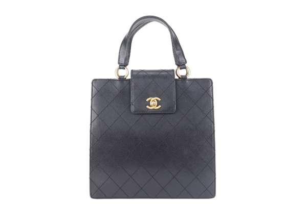 CHANEL TOP HANDLE BAG (500xxxx) BLACK CAVIAR LEATHER GOLD HARDWARE WITH DUST COVER