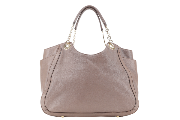 SALVATORE FERRAGAMO TOTE BAG BROWN LEATHER GOLD HARDWARE NO DUST COVER