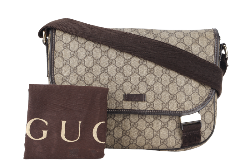 GUCCI GG SUPREME COATED CANVAS MESSENGER BAG WITH DUST COVER