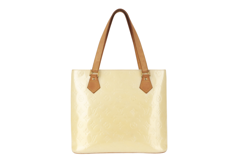 LOUIS VUITTON HOUSTON TOTE BAG (M92342) IVORY PERLE VERNIS LEATHER GOLD HARDWARE WITH DUST COVER