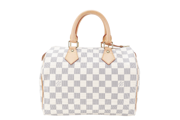 LOUIS VUITTON N41534 SPEEDY 25 DAMIER AZUR CANVAS GOLD HARDWARE WITH KEYS AND LOCK