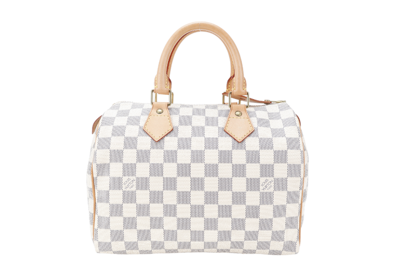 LOUIS VUITTON N41534 SPEEDY 25 DAMIER AZUR CANVAS GOLD HARDWARE WITH KEYS AND LOCK